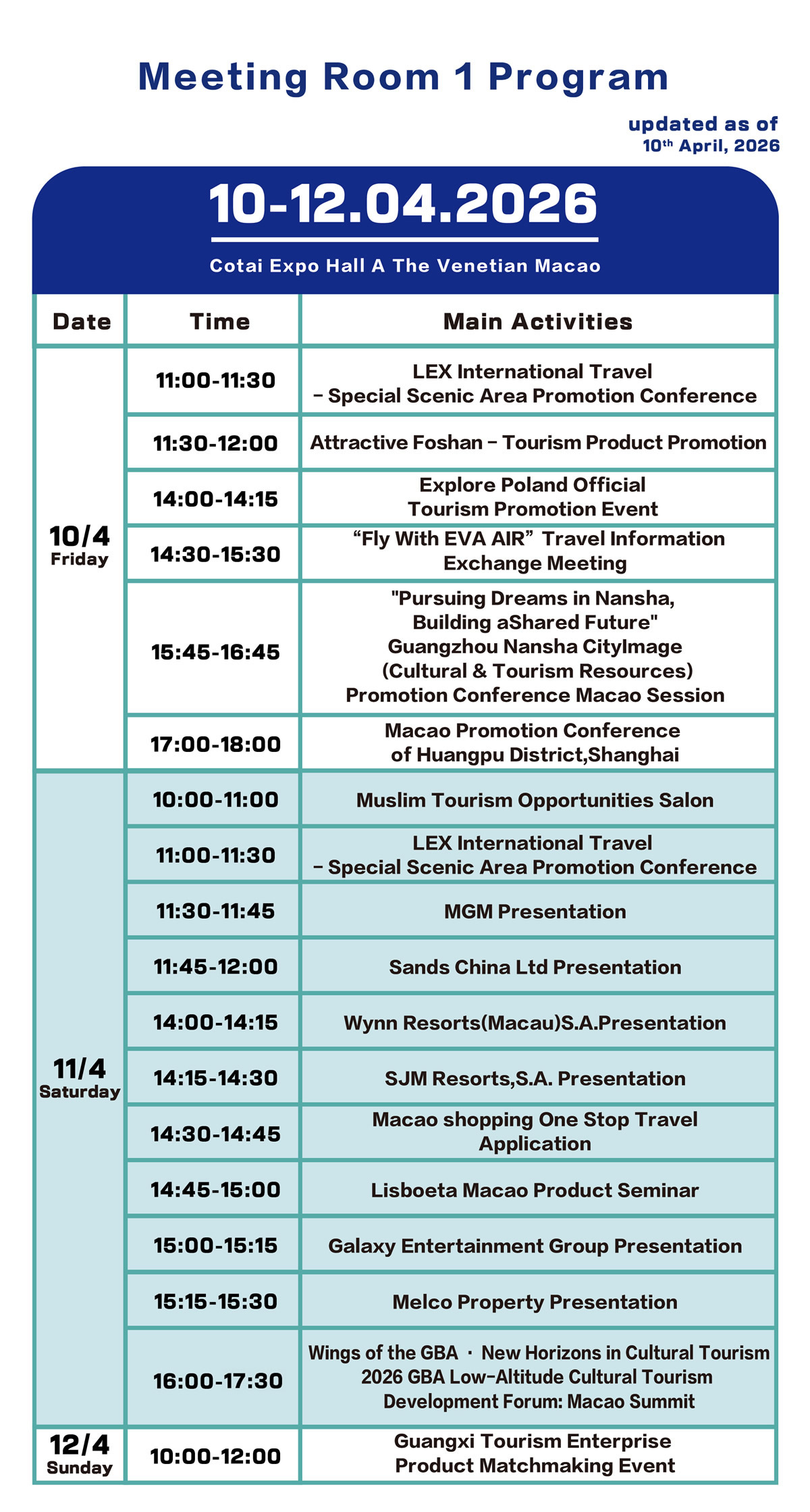 Meeting Room1 Program