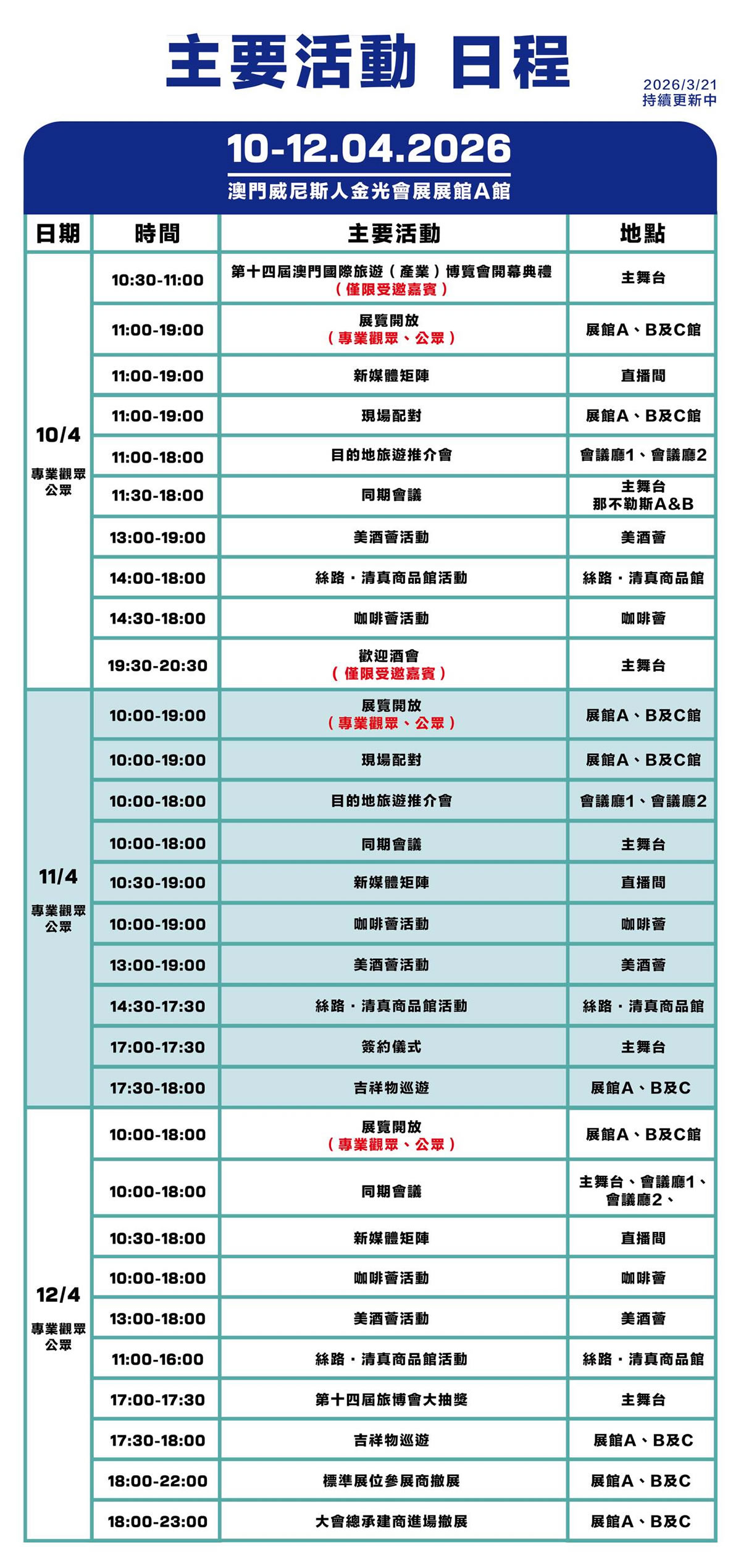 展會日程